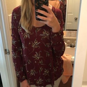 Free people long sleeve backless shirt
